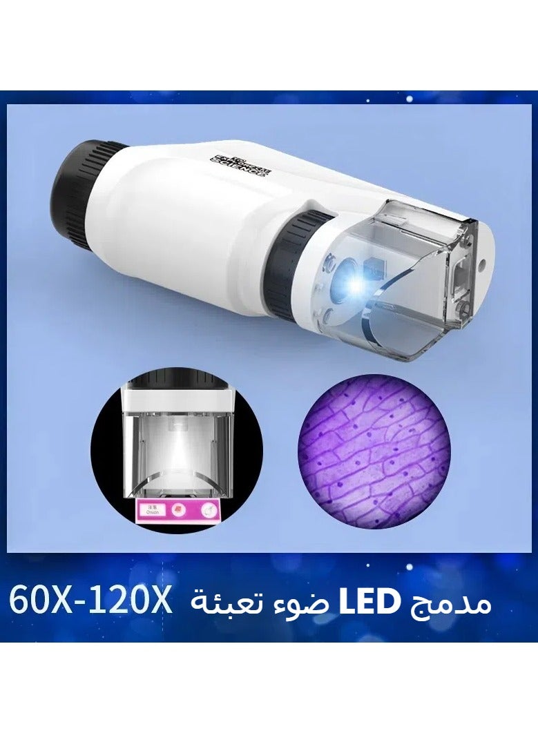 عام مجهر محمول صغير للأطفال، مثالي لتجارب العلوم البيولوجية، هدية تعليمية ممتازة لطلاب المدارس الابتدائية، ألعاب تعليمية. - Image 2