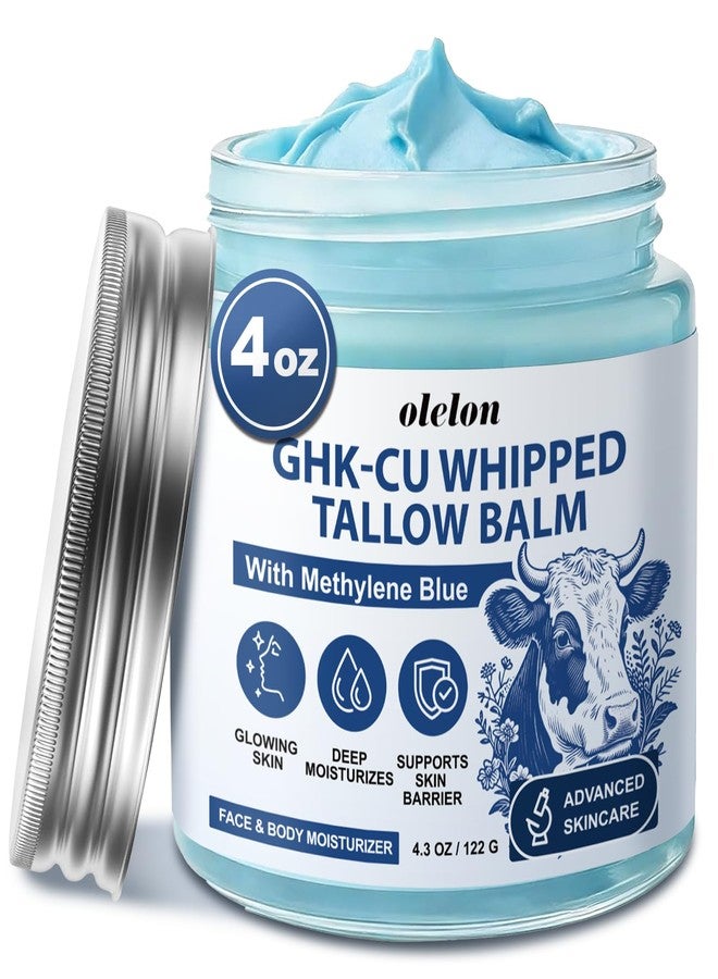 OLELON 25,000ppm GHK-Cu copper Peptide Beef Tallow Balm with Methylene Blue, 4oz - Image 1