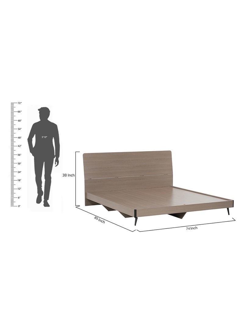 ROYALOAK Athens King Bed , MDF With Melamine Finish , Slanting Headboard, Comfort Back Support, Modern Design, Durable & Long Lasting, Sturdy Base - Image 2