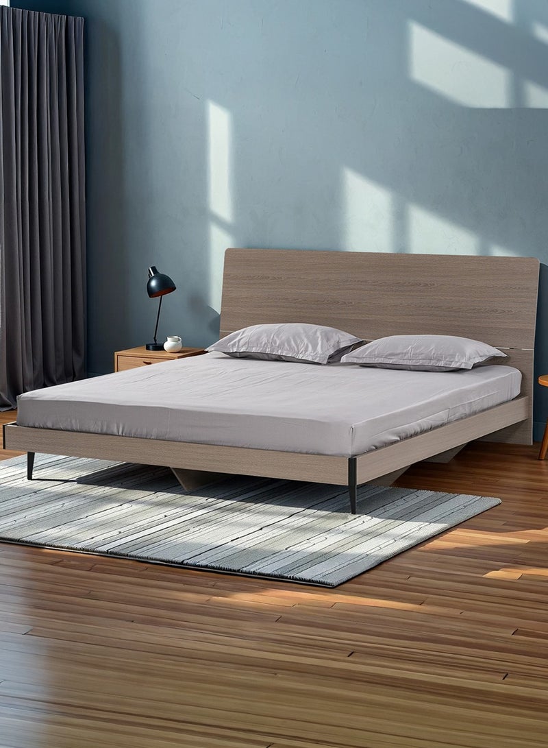 ROYALOAK Athens King Bed , MDF With Melamine Finish , Slanting Headboard, Comfort Back Support, Modern Design, Durable & Long Lasting, Sturdy Base - Image 1