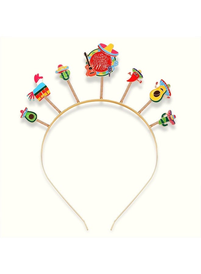 CEALXHENY Cinco De Mayo Headbands for Women, Mexican Fiesta Hairbands Chili Pinata Cactus Sombrero Headbands Mexican Holiday Headwear Party Hair Accessory Gifts (Pattern E) - Image 1