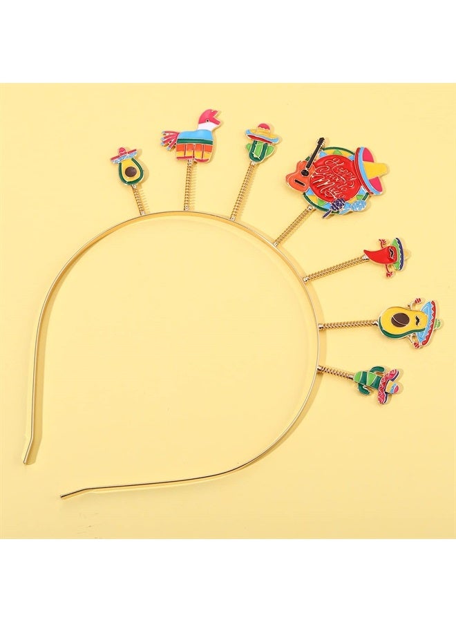 CEALXHENY Cinco De Mayo Headbands for Women, Mexican Fiesta Hairbands Chili Pinata Cactus Sombrero Headbands Mexican Holiday Headwear Party Hair Accessory Gifts (Pattern E) - Image 4