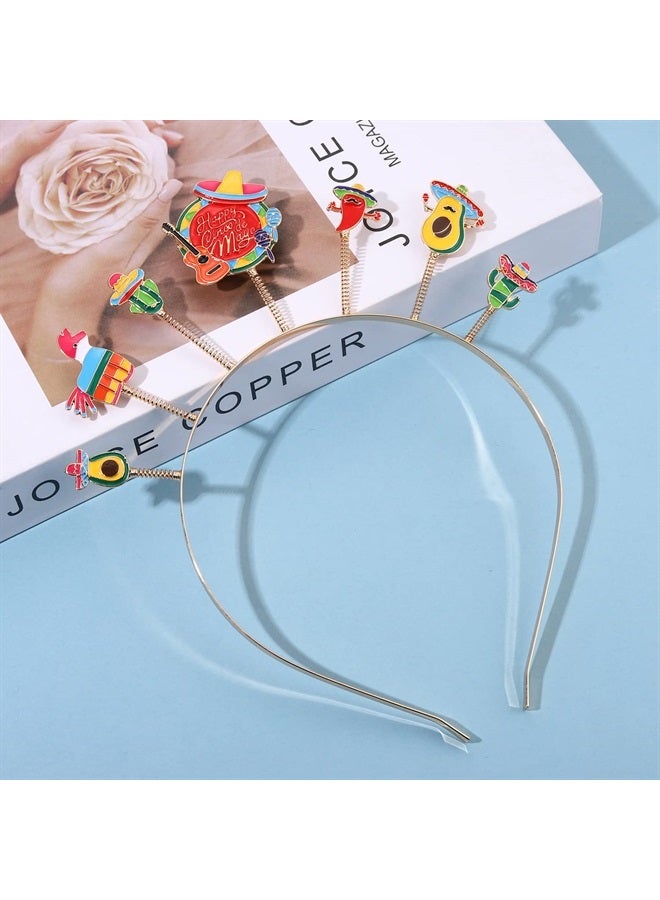 CEALXHENY Cinco De Mayo Headbands for Women, Mexican Fiesta Hairbands Chili Pinata Cactus Sombrero Headbands Mexican Holiday Headwear Party Hair Accessory Gifts (Pattern E) - Image 3