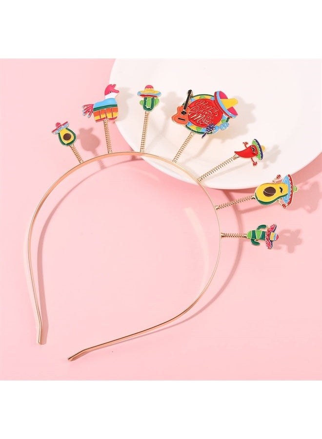 CEALXHENY Cinco De Mayo Headbands for Women, Mexican Fiesta Hairbands Chili Pinata Cactus Sombrero Headbands Mexican Holiday Headwear Party Hair Accessory Gifts (Pattern E) - Image 2