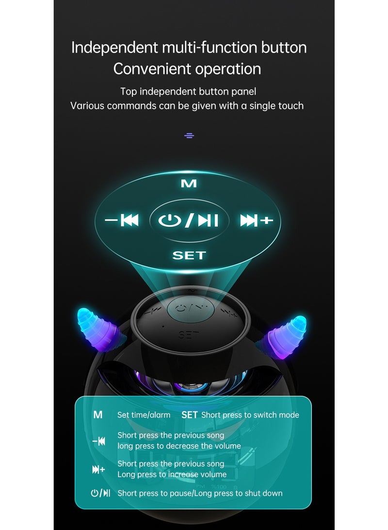 Bukela Little Devil Bluetooth Speaker Alarm Clock, AI-powered smart speaker, 8-stage timer with adjustable volume, USB and Type-C ports, dual alarm function (bedroom-specific) - Image 2