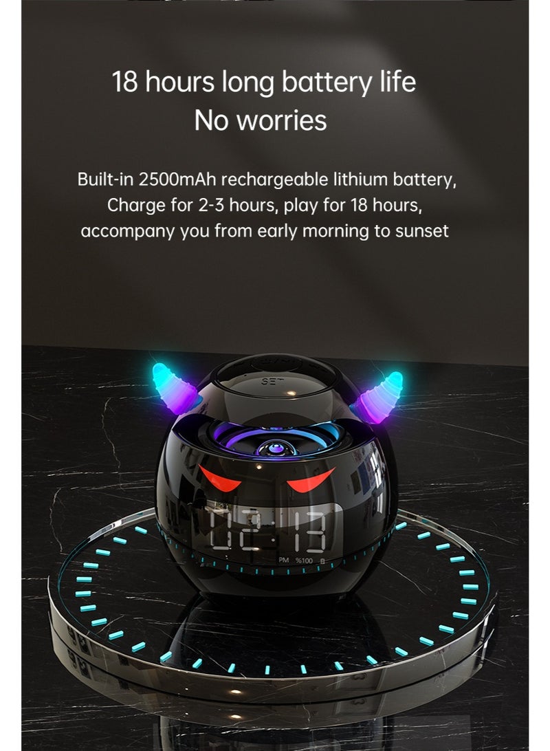 Bukela Little Devil Bluetooth Speaker Alarm Clock, AI-powered smart speaker, 8-stage timer with adjustable volume, USB and Type-C ports, dual alarm function (bedroom-specific) - Image 3