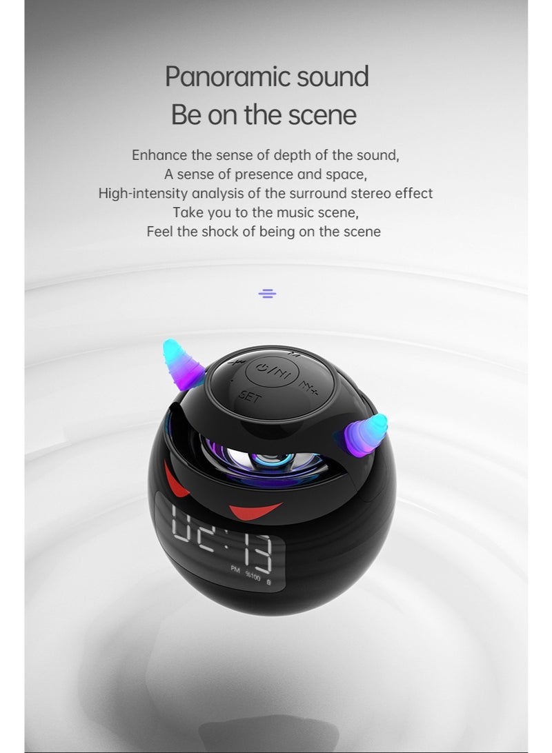 Bukela Little Devil Bluetooth Speaker Alarm Clock, AI-powered smart speaker, 8-stage timer with adjustable volume, USB and Type-C ports, dual alarm function (bedroom-specific) - Image 5