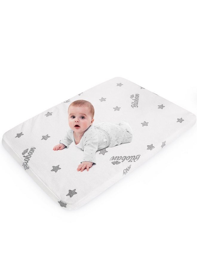 Biloban - Bassinet Mattress Pad 25 x 36.5, Fits Dream On Me Nest/Zodiak/Zoom Portable, Pamo Babe Deluxe and Baby Trend Deluxe Portable, Waterproof Breathable Soft Baby Foam with Removable Zippered Cover - Image 1