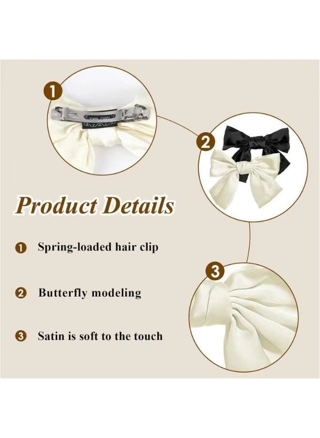 BTFMEI 4 Pieces Satin Bow Hair Clips, Large Velvet Bow Hair Clips, French Pure Silk Satin Bow Hair Clips, Decorative Hair Decorations, Headpieces for Women and Girls  - Image 5