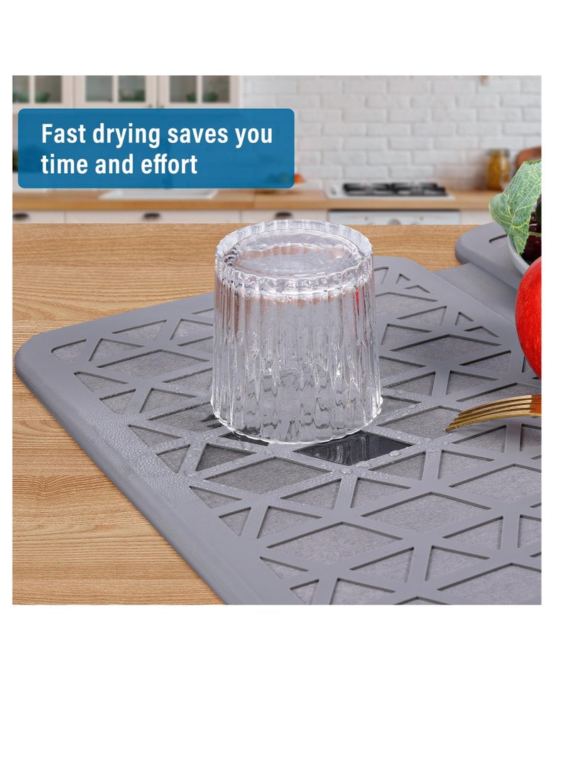 Excefore Silicone Dish Drying Mat, Dish Drying Mat for Kitchen Counter, Collapsible Large Dish Drainer Mat, Diatomaceous Earth Draining Mat, Kitchen Absorbent Draining Mat, Durable Heat Easy to Clean - Image 5