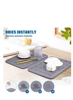 Excefore Silicone Dish Drying Mat, Dish Drying Mat for Kitchen Counter, Collapsible Large Dish Drainer Mat, Diatomaceous Earth Draining Mat, Kitchen Absorbent Draining Mat, Durable Heat Easy to Clean  - Image 3