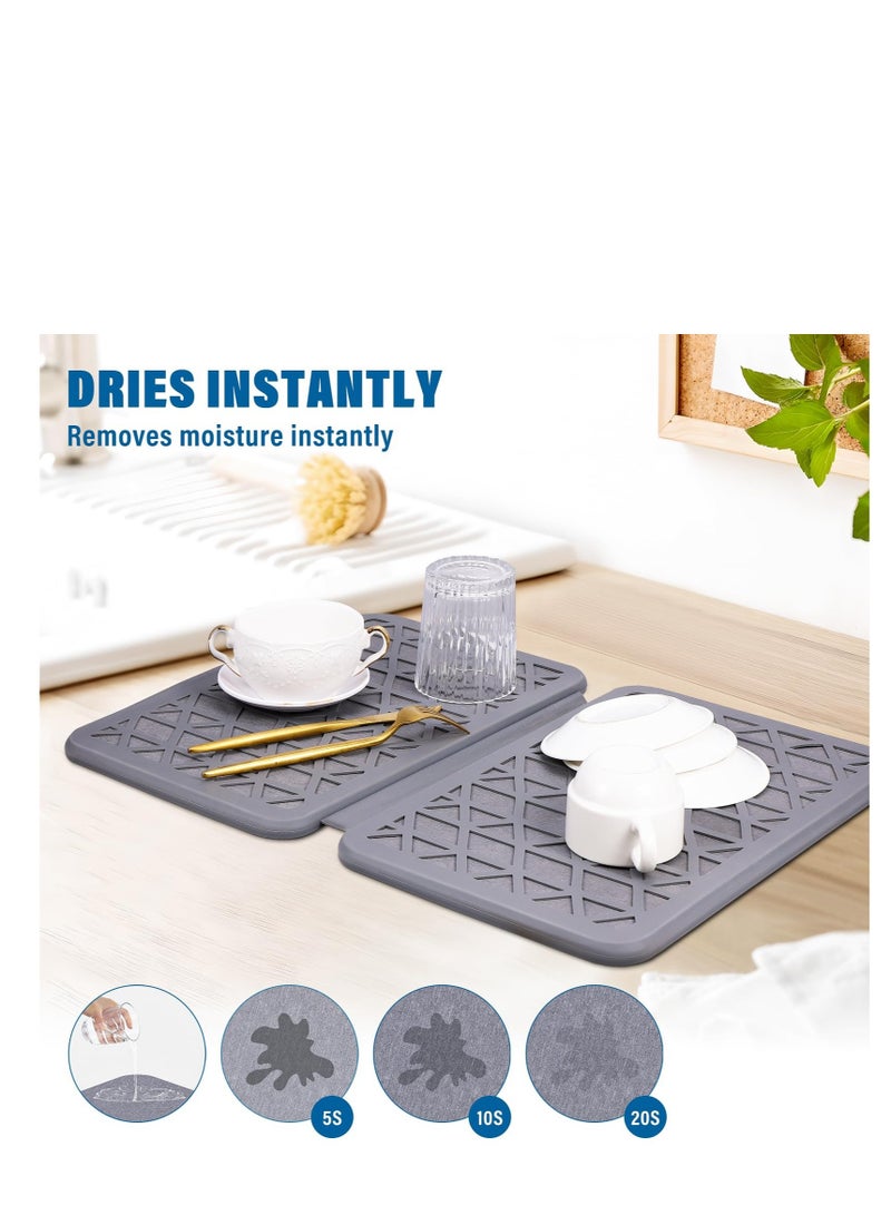 Excefore Silicone Dish Drying Mat, Dish Drying Mat for Kitchen Counter, Collapsible Large Dish Drainer Mat, Diatomaceous Earth Draining Mat, Kitchen Absorbent Draining Mat, Durable Heat Easy to Clean - Image 3