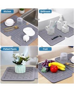 Excefore Silicone Dish Drying Mat, Dish Drying Mat for Kitchen Counter, Collapsible Large Dish Drainer Mat, Diatomaceous Earth Draining Mat, Kitchen Absorbent Draining Mat, Durable Heat Easy to Clean  - Image 4