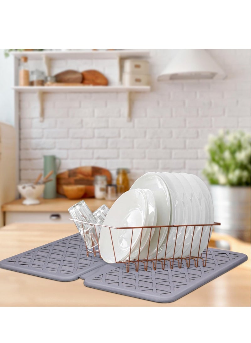 Excefore Silicone Dish Drying Mat, Dish Drying Mat for Kitchen Counter, Collapsible Large Dish Drainer Mat, Diatomaceous Earth Draining Mat, Kitchen Absorbent Draining Mat, Durable Heat Easy to Clean - Image 2