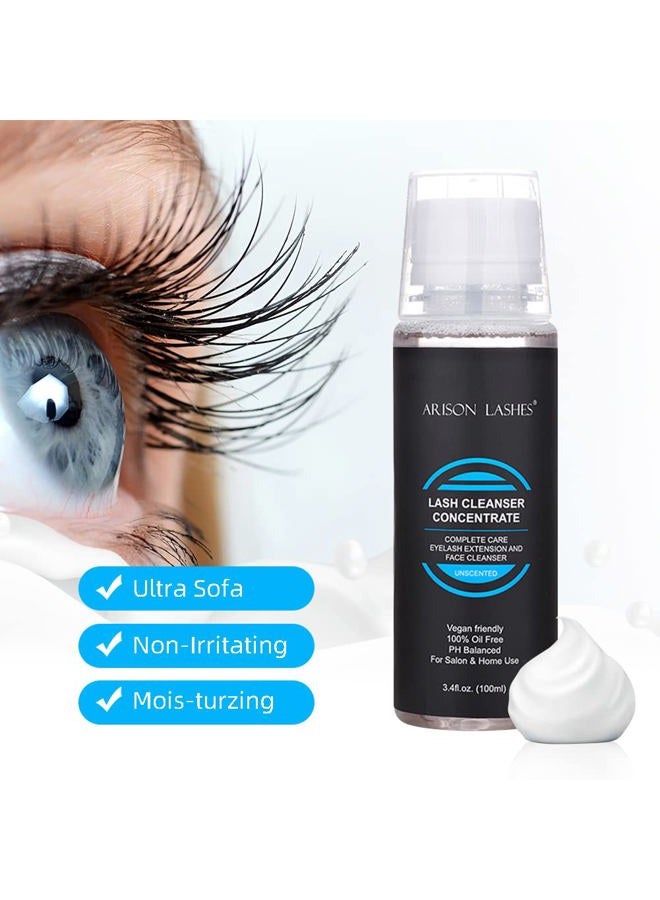 ARISON LASHES Eyelash Cleanser Concentrate 100ml Professional Lash Extensions Shampoo Natural Foaming Cleanser for Extensions Lashes with Salon Home Care-Makes 20 Bottles 60ml Eyelash Shampoo(Unscente) - Image 5