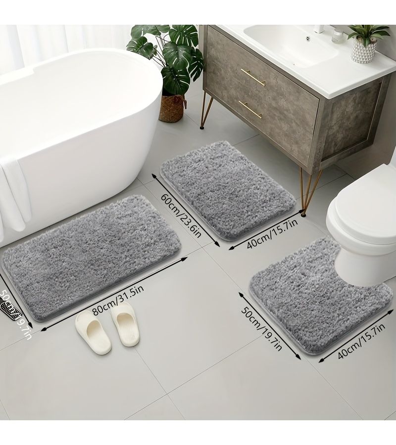 Grass Green Thickened Non Slip Soft Plush Absorbent Bathroom Rug Floor Mat For Living Room Bedroom Shower Bathtub 40x50 40x60 50x80 - Image 1