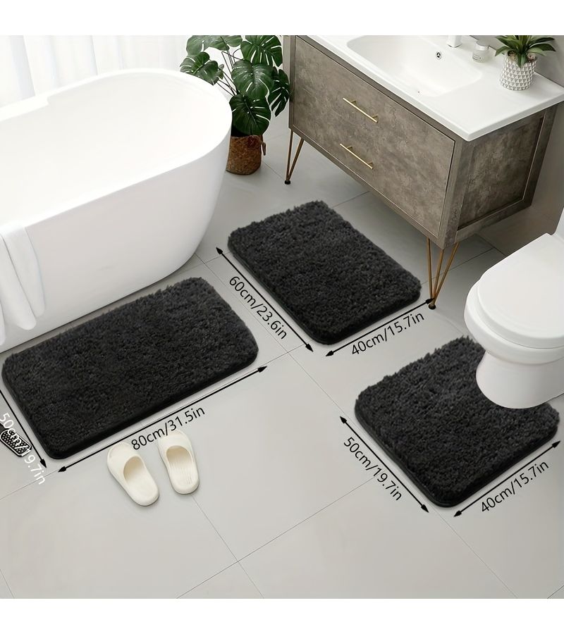 Grass Green Thickened Non Slip Soft Plush Absorbent Bathroom Rug Floor Mat For Living Room Bedroom Shower Bathtub 40x50 40x60 50x80 - Image 2