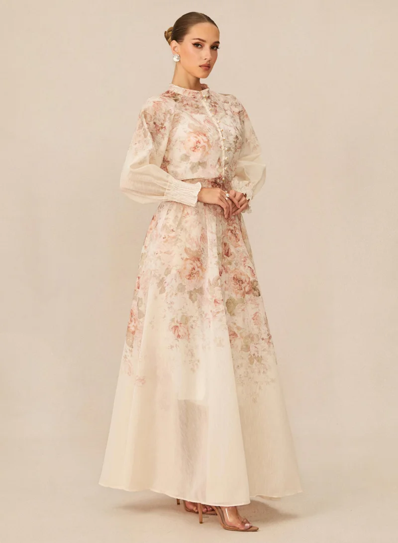 سنفير Classic Romance Pink Floral Print Blouse & Skirt Set