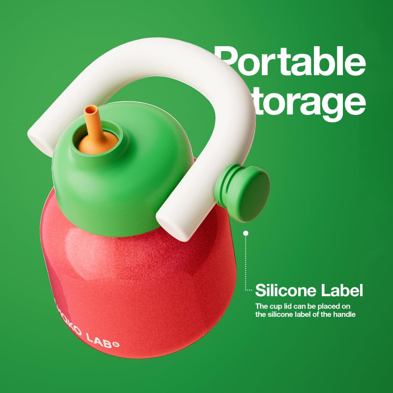 CHAKO LAB Christmas Water Bottle with Straw and Carry Handle | Wide Mouth vacuum insulated stainless steel Bottles | Reusable, leak-proof and BPA-free | 33oz(Green&Red) - Image 4