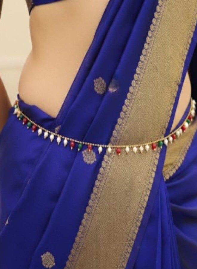 اكسيشر حزام خصر من اللؤلؤ المطلي بالذهب من أكسس هير للنساء والفتيات | حزام مجوهرات عرقية تقليدية للساري، واللينغا، وحفلات الزفاف، والحفلات، والمهرجانات - Image 2