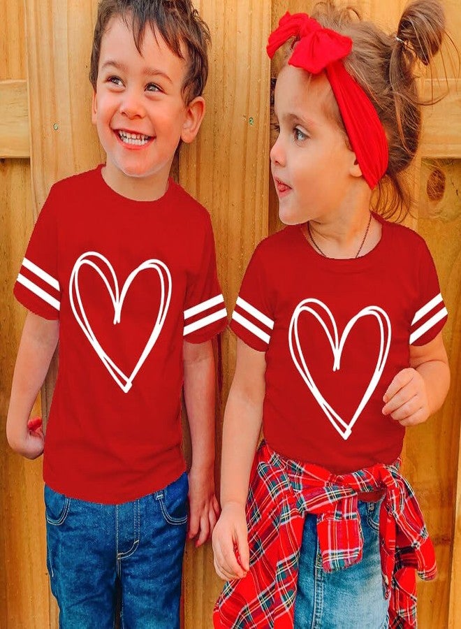CAZYCHILD تيشيرتات عيد الحب من CAZYCHILD للأطفال الصغار من الجنسين، بتصميم قلب، بأكمام قصيرة. - Image 2
