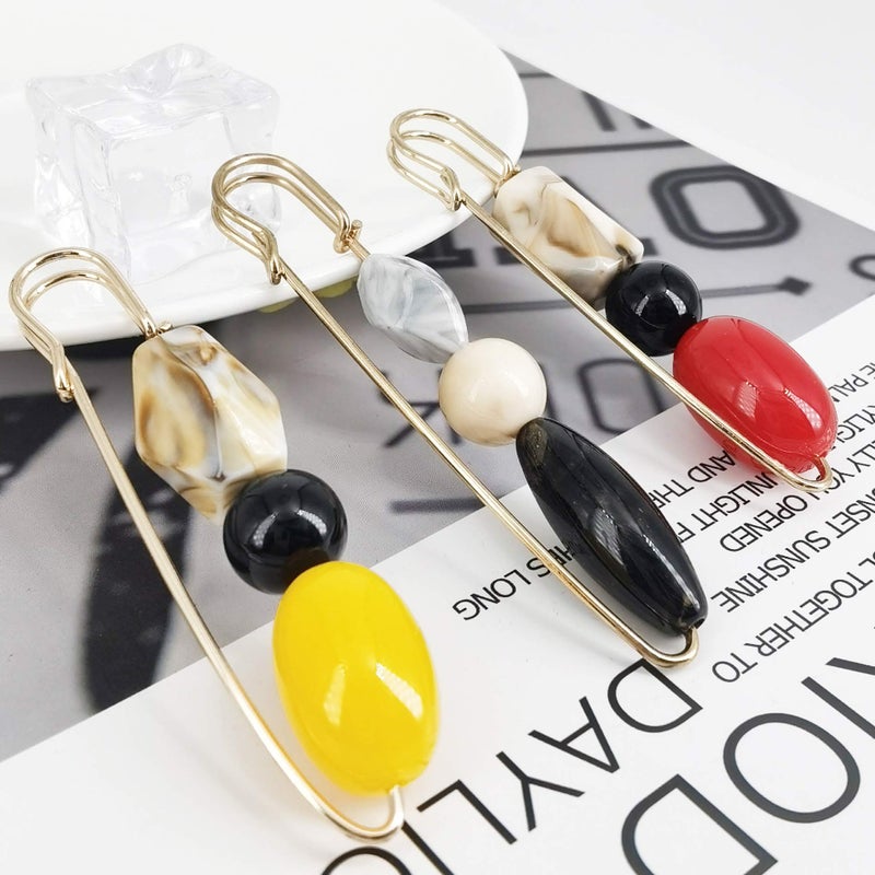 HAISWET Retro Stone Sweater Shawl Scarf Clip Safety Pin Brooch Set 3 Pcs - Image 3