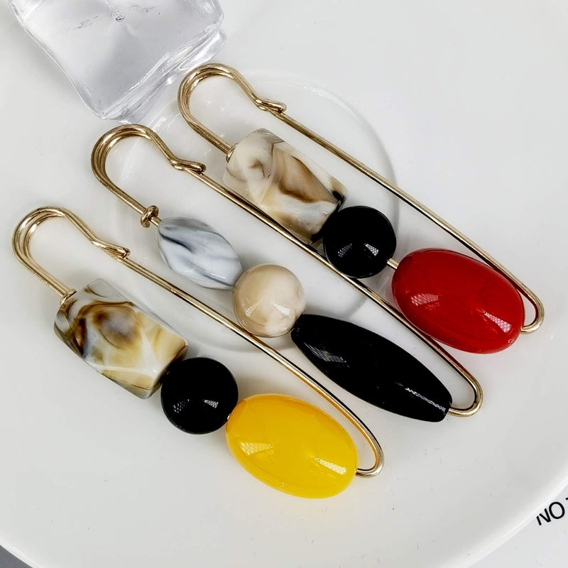 HAISWET Retro Stone Sweater Shawl Scarf Clip Safety Pin Brooch Set 3 Pcs - Image 2