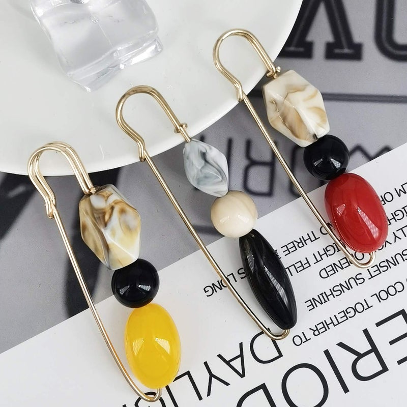 HAISWET Retro Stone Sweater Shawl Scarf Clip Safety Pin Brooch Set 3 Pcs - Image 4
