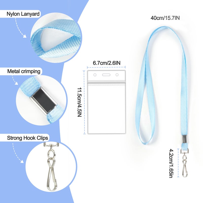 MoHern 30 Pcs Lanyards for ID Badges, Clear Lanyards for Cruise Ship Cards, Waterproof Lanyard Card Holder for Carnival Sail, Vertical Nametag Holder (Rainbow, 10 Colors) - Image 2