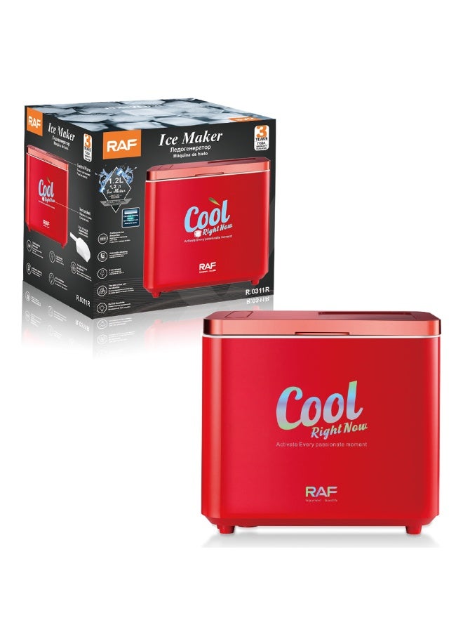 RAF R.0311R Automatic Ice Maker Machine 1.2L 150W with Adjustable Ice Size, Continuous Ice Production, Automatic Cleaning, Full Ice Reminder and Ice Scoop for Home Kitchen Office Drinks Red - Image 4