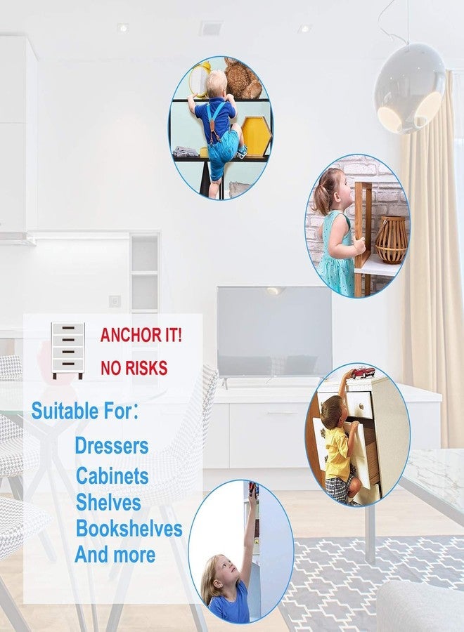 SKOFRI Furniture Straps Baby Proofing Furniture Wall Anchor, Anti Tip Wall Anchor Secure Cabinet, Wardrobe to Wall Protect Toddler and Pet from Falling Furniture, Adjustable Child Safety Strap-2pcs - Image 4