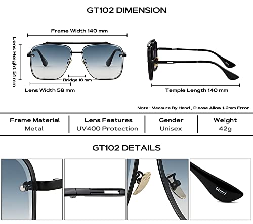 Gtand Fashion Trendy Square Aviator Gradient Sunglasses For Women Men Vintage Metal Sun Glasses - Image 5