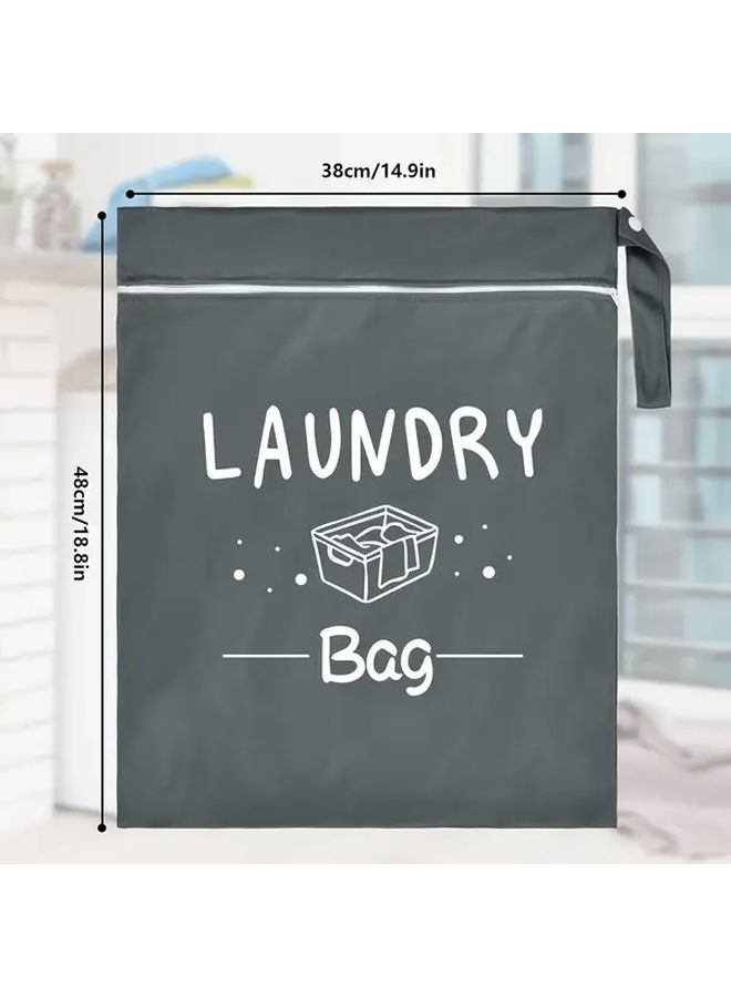 Extra Large Laundry Bags Durable Polyester with Zipper Closure Grey 1pc For Gym Yoga Swimming Dirty Clothes Separation - Image 3