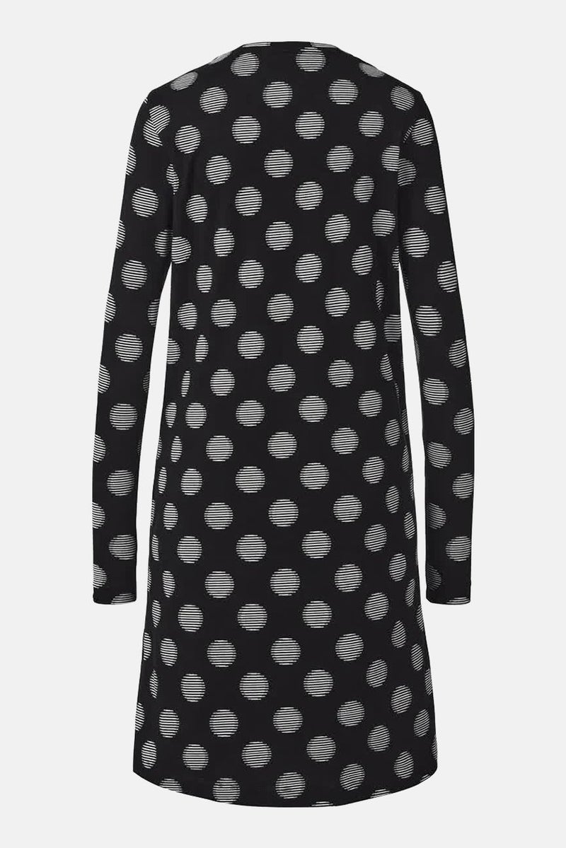 Tchibo Women Polka Dot Long Sleeve Night Dress, Black  - Image 3