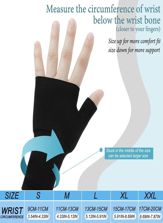 Geyoga 4 Pcs Palm Brace Wrist Support Sleeves for Men Women Everyday Use Wrist Brace Compression Carpal Tunnel for Hand Pain Relief, Fitness Gloves, Sports Glove(Black, Nude Color,5.1-5.9 Inch) - Image 3