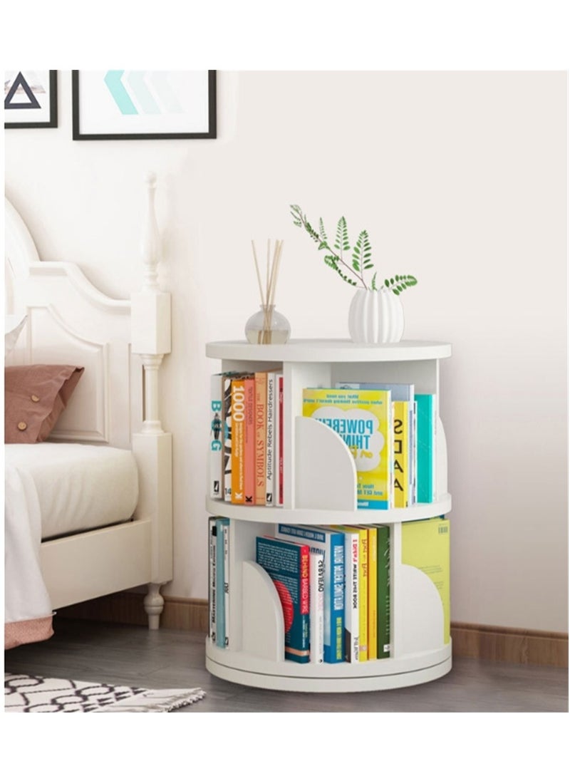 Rotating Bookshelf, 5 Tier Floor Standing Open Bookcase, Multipurpose Household 360° Rotation Storage Rack, for Home Bedroom Living Room Office Corner Books Holder (White)