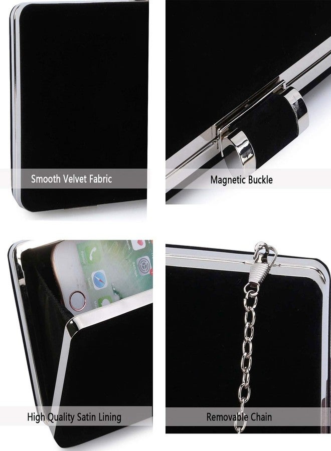 Selighting Elegant Velvet Clutch Evening Bags for Women Formal Wedding Party Clutch Purse Prom Cocktail Handbags Black - Image 5