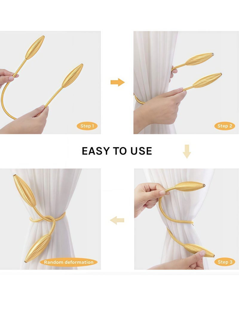 Curtain Ties, 2-Pack Curtain Tie Clips, Creative Decorative Curtain Twist Ties, European Style Curtain Holder Curtain Fixer for Home and Office (Gold)  - Image 4