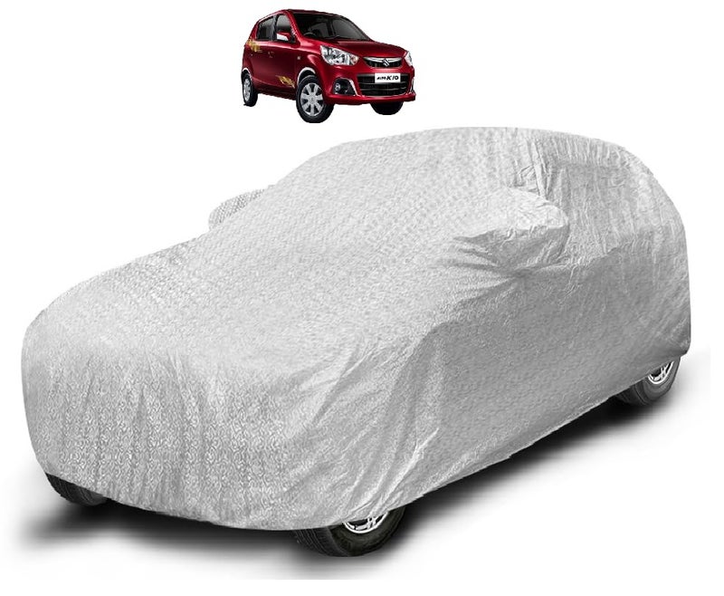 Auto Hub Waterproof Car Cover Compatible with Maruti Alto K10 with Mirror Pocket, Soft Cotton Lining, Waterproof Alto K10 Car Cover- Metallic Silver - Image 1