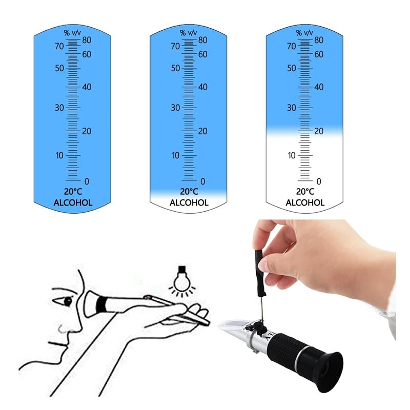 Refractometer， Refractometer, Alcohol 0-80% Handheld Beer Spirits Tester Portable Meter Concentration,for Honey, Molasses - Image 3