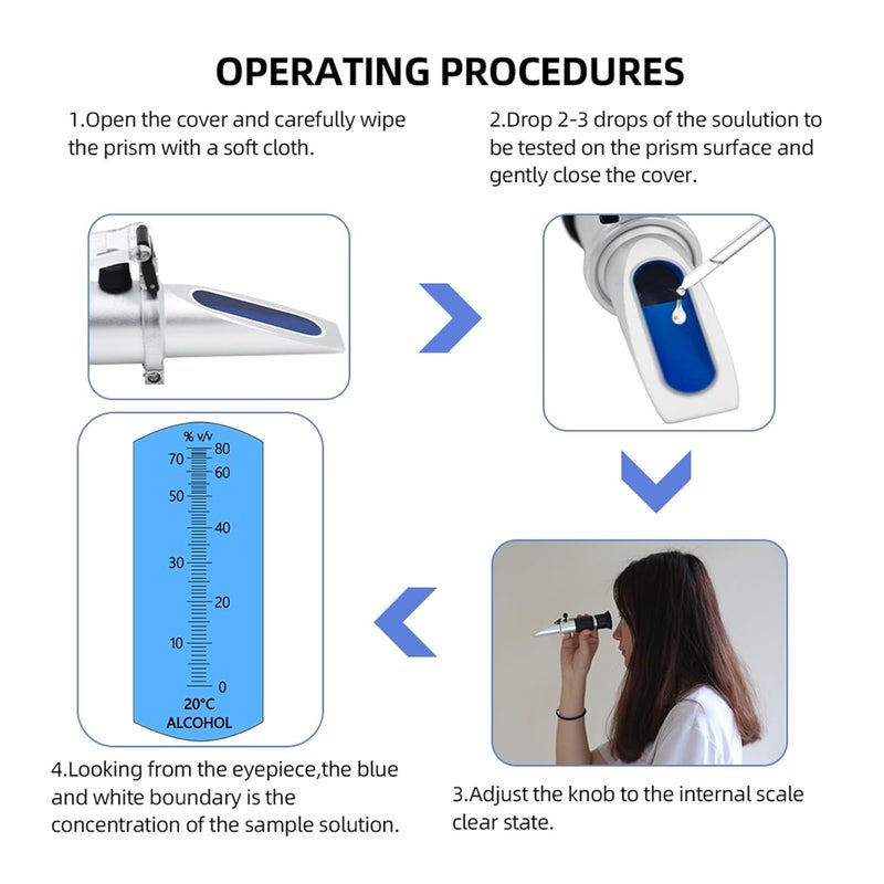 Refractometer， Refractometer, Alcohol 0-80% Handheld Beer Spirits Tester Portable Meter Concentration,for Honey, Molasses - Image 4
