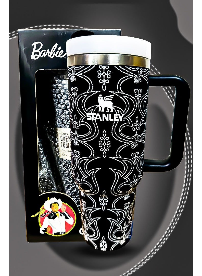 Stanley x Barbie 40oz Tumbler Limited Edition Stainless Steel Travel Mug with Reusable Straw BPA Free Eco Friendly and Dishwasher Safe Featuring Leakproof FlowState Lid and Double Wall Insulation Keeps Drinks Hot for 16 Hours and Cold for 24 Hours Slim Base Fits Most Car Cup Holders with Rugged Ergonomic Handle for Convenient Use at Home Work Travel or On the Go - Image 3