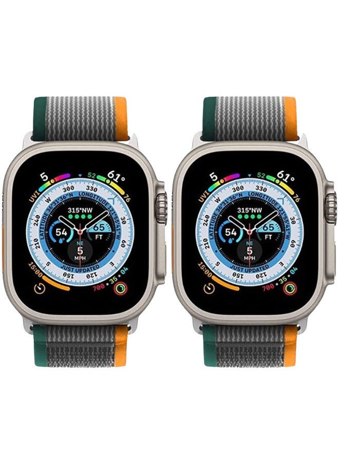 YOMNA (Pack of 2)YOMNA Trail Loop Compatible with Apple Watch Band 49/45/44/42mm, Nylon Weave Sport Loop Men Women Adjustable Pull Tab Strap for Apple Watch Ultra iWatch All Series-(Orange/Orange)  - Image 3