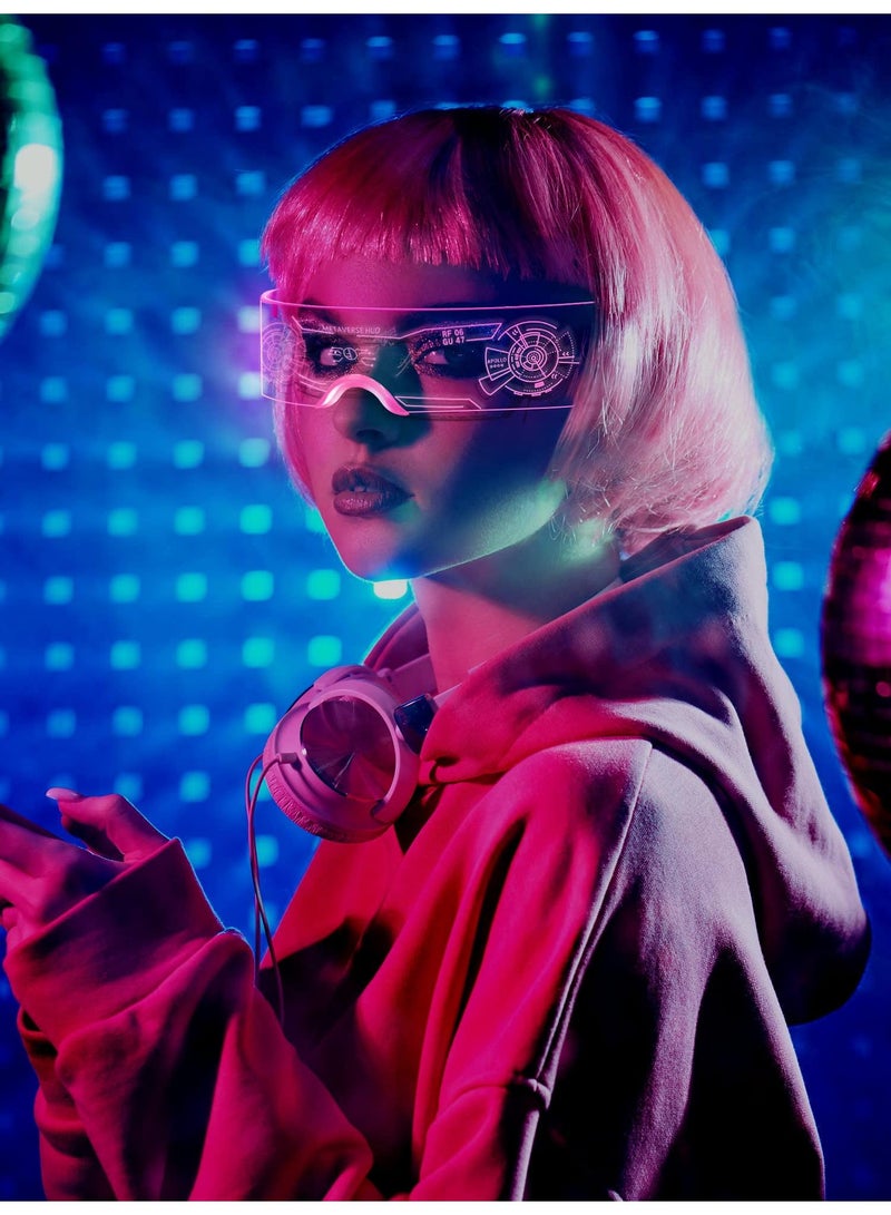 Sweet seven 2 Pairs LED Visor Glasses - Futuristic Luminous Rave Glasses for Club Party - 7 Colors, 4 Modes - Image 2