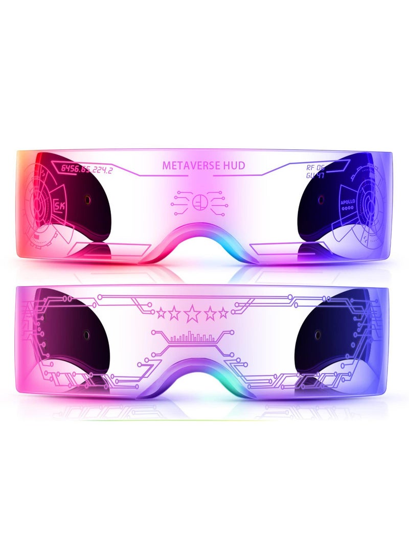 Sweet seven 2 Pairs LED Visor Glasses - Futuristic Luminous Rave Glasses for Club Party - 7 Colors, 4 Modes - Image 1