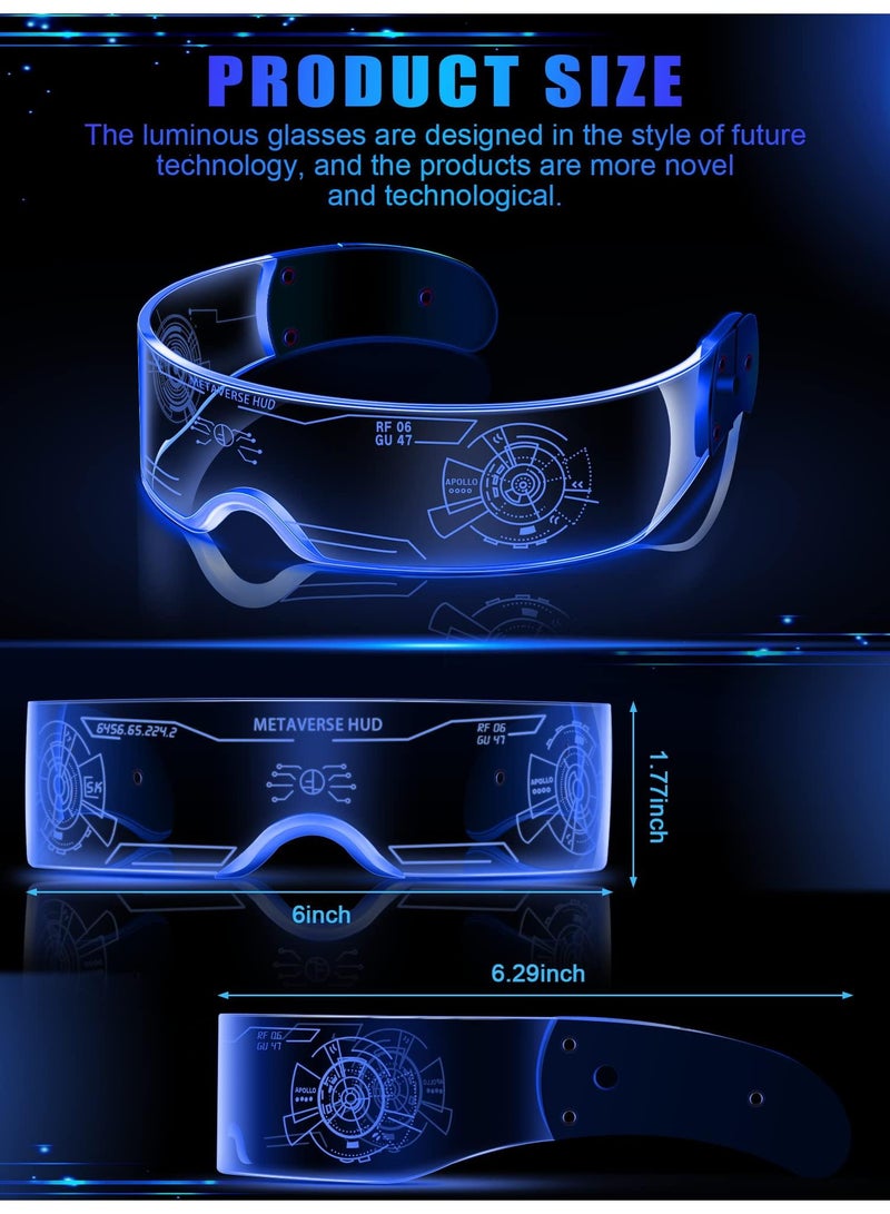 Sweet seven 2 Pairs LED Visor Glasses - Futuristic Luminous Rave Glasses for Club Party - 7 Colors, 4 Modes - Image 4