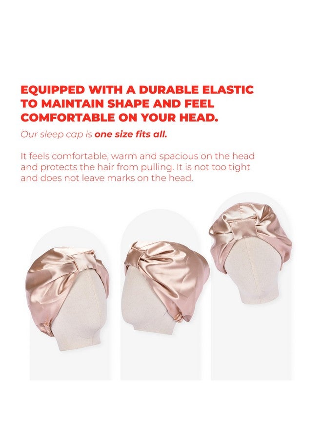 HAWWWY Silk Hair Wrap For Sleepingsilk Sleep Cap Silk Head Scarf Bonnet For Sleepinghair Protector Night Cap Coversilk Bonnet For Curly Hairsleeping Caps For Women To Protect Hair Golden  - Image 3