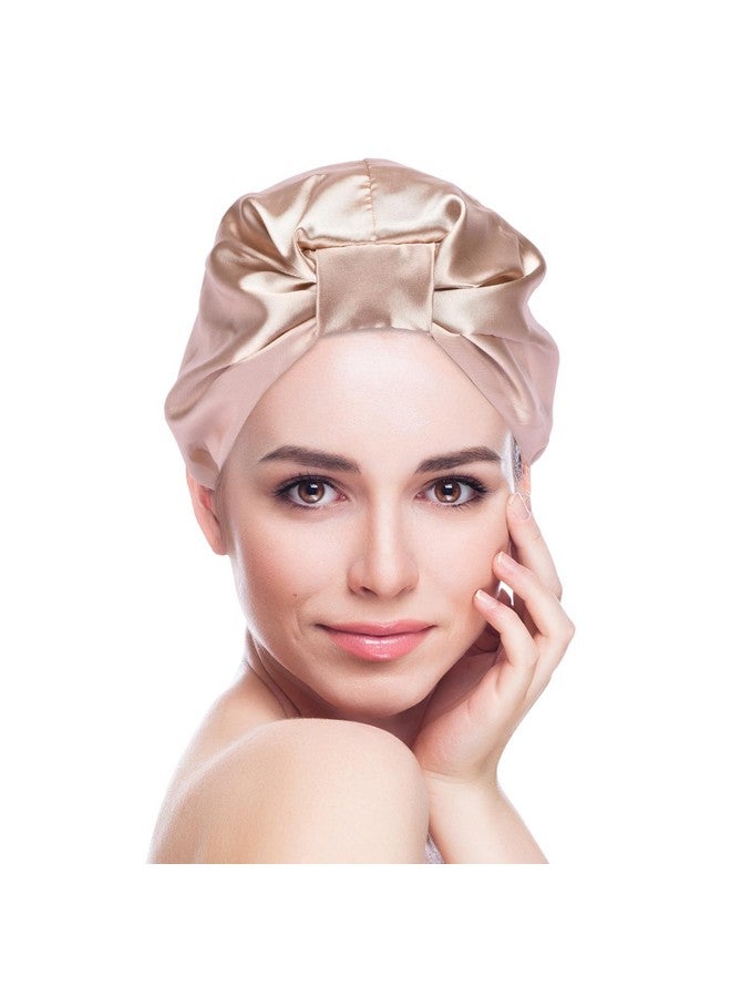 HAWWWY Silk Hair Wrap For Sleepingsilk Sleep Cap Silk Head Scarf Bonnet For Sleepinghair Protector Night Cap Coversilk Bonnet For Curly Hairsleeping Caps For Women To Protect Hair Golden  - Image 1