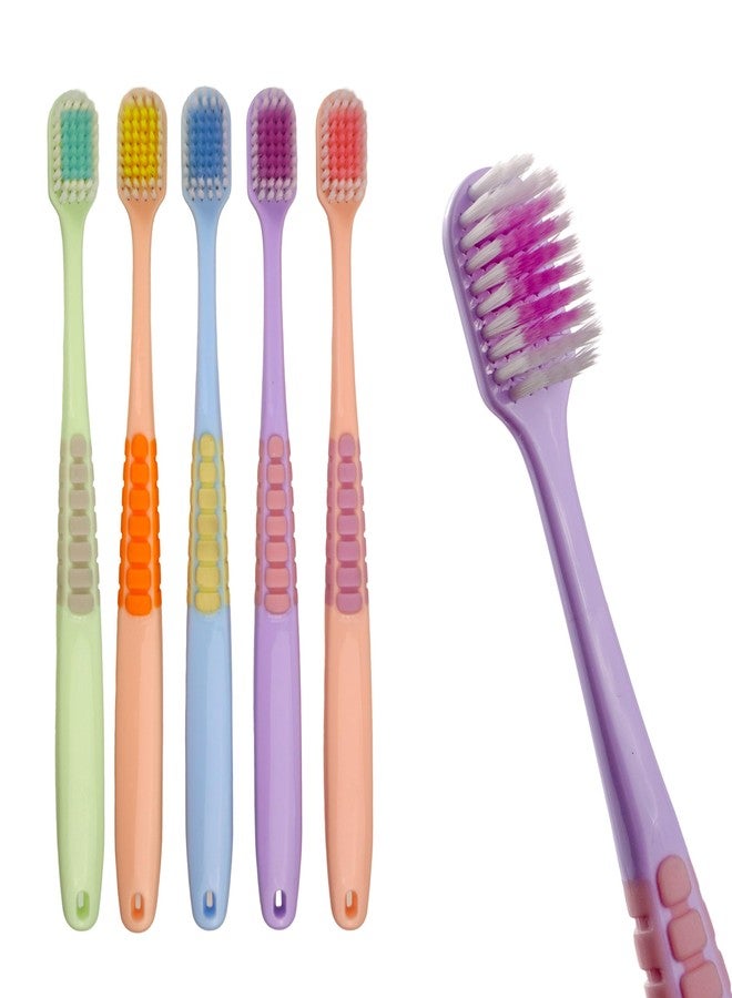 Spanker Pack of 5 Wide Head Adult Toothbrush with Double Inplanted Soft Feather Like Bristles Non Frizzing Toothbrush for Intensive Care Protect Fragile Gums for Good Cleaning Effect - Image 1