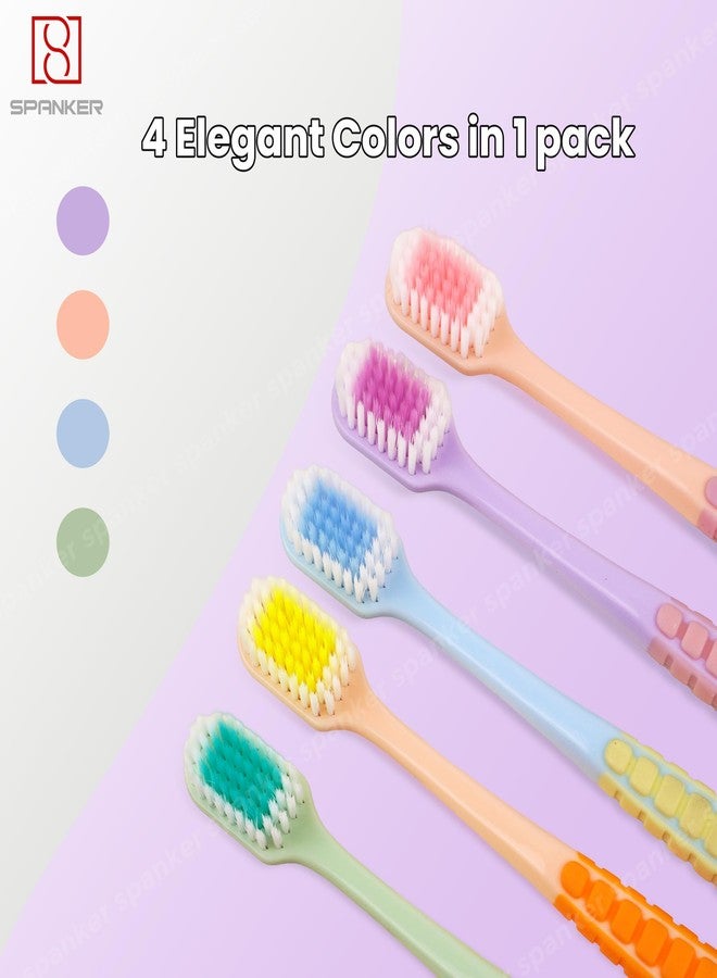 Spanker Pack of 5 Wide Head Adult Toothbrush with Double Inplanted Soft Feather Like Bristles Non Frizzing Toothbrush for Intensive Care Protect Fragile Gums for Good Cleaning Effect - Image 4